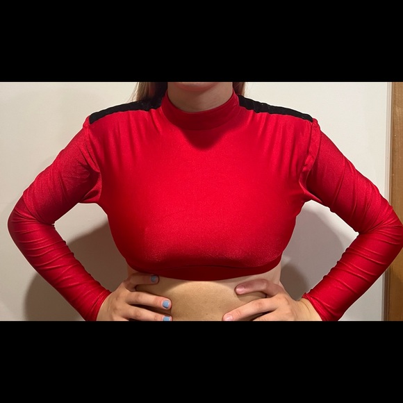 Qty 11 Custom Long Sleeve High Neck Crop Tops DanceCostume - Picture 1 of 2
